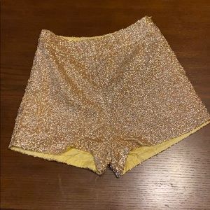 Gold Sequin High Waisted Shorts